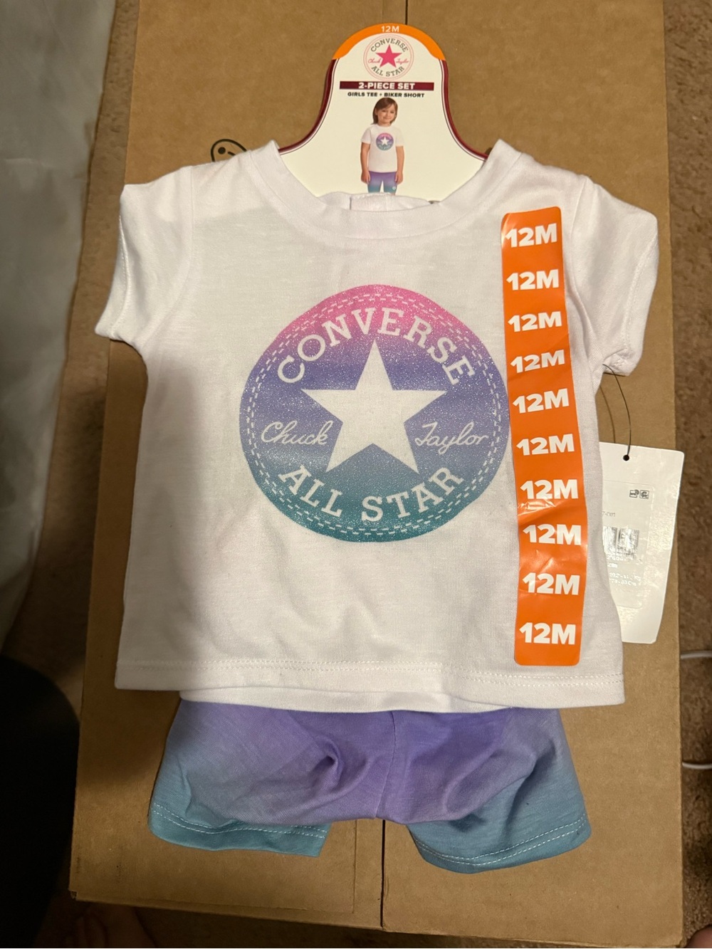 Converse White Tee with Purple-Blue Ombre All Star Logo Two-Piece Set